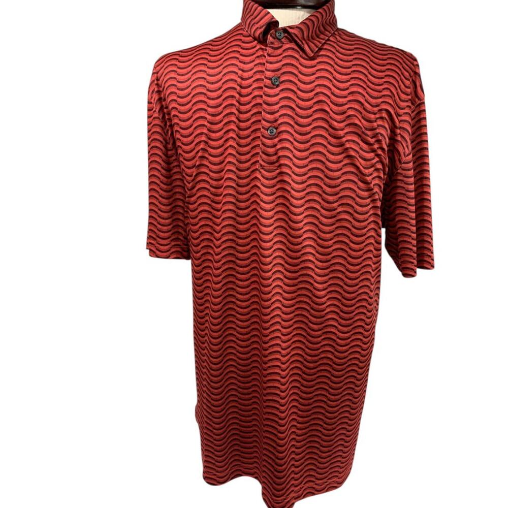 Size XXL Greg Norman PlayDry Mens Polo Golf Shirt Red Pattern
